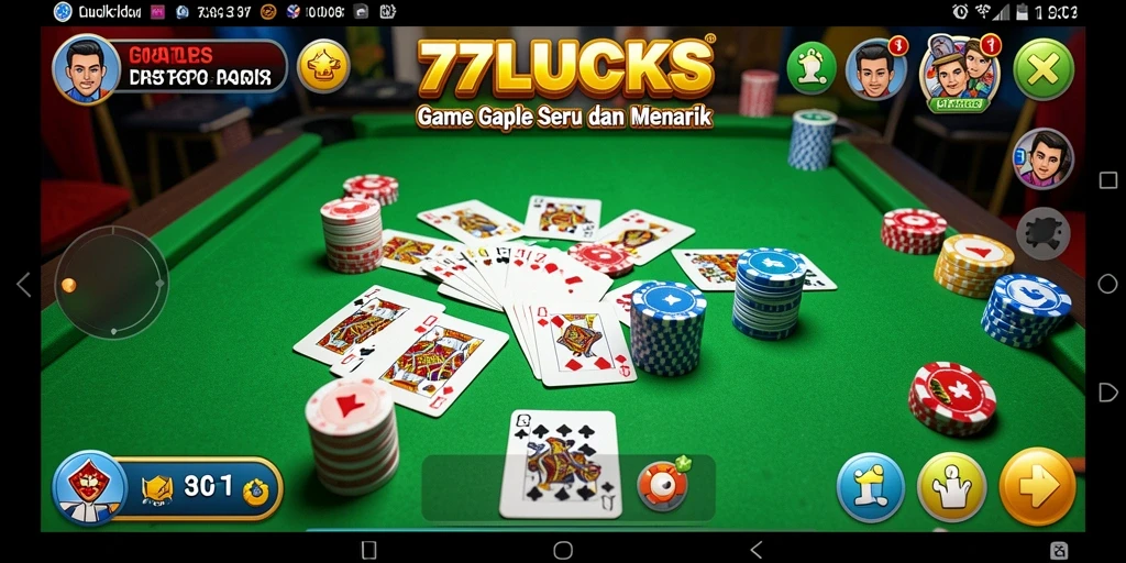 Gameplay 77LUCKS yang menarik dan seru saat bermain Gaple.