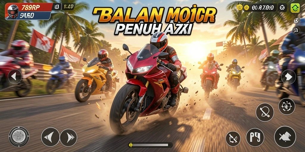 Screenshot menampilkan aksi balapan mendebarkan di 789RP.