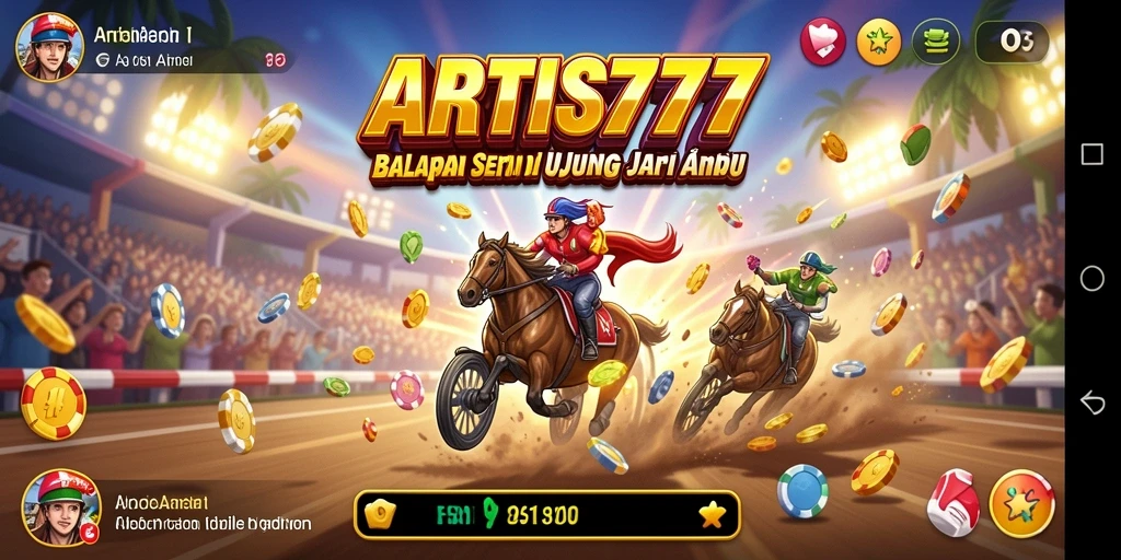 Tampilan seru gameplay balapan di ARTIS777 dengan mobil yang melaju kencang.