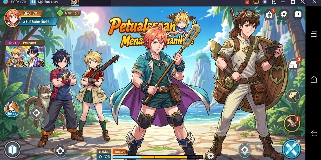 Screenshot gameplay BRO178 dengan aksi karakter anime yang seru.