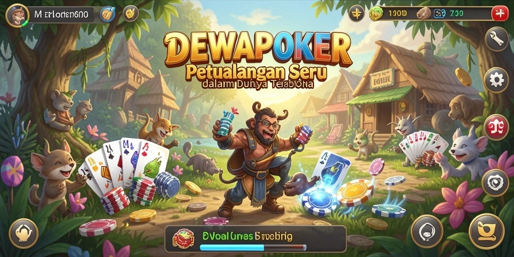 Screenshot gameplay DEWAPOKER yang menunjukkan petualangan di dunia terbuka.