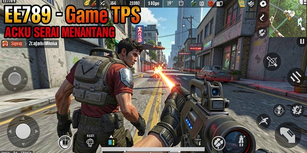 Screenshot utama EE789 menampilkan aksi pertempuran mengesankan dalam game TPS.