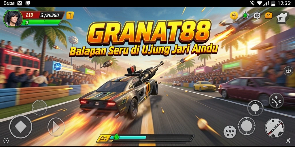 Tampilan gameplay seru dari GRANAT88 dengan aksi balapan yang cepat.
