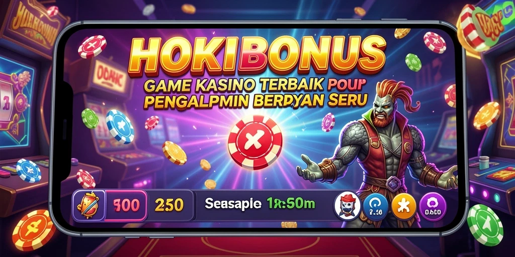 Tangkapan layar dari gameplay seru HOKIBONUS dengan tema kasino.