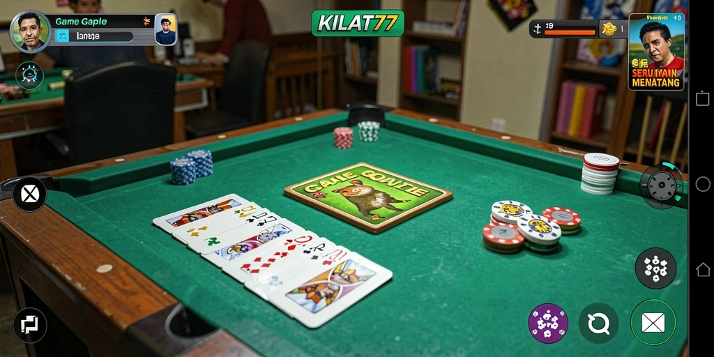 Tampilan gameplay seru KILAT77 dengan suasana Gaple yang menyenangkan.
