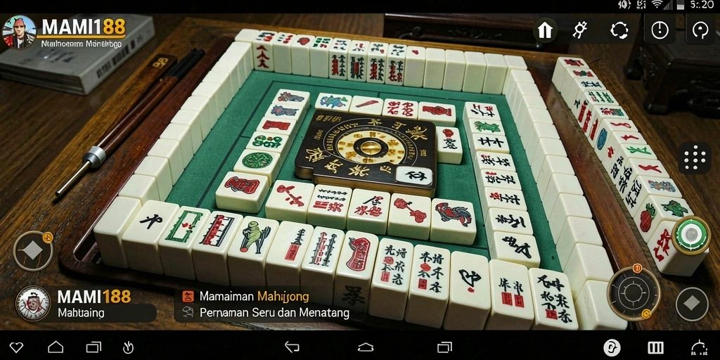 Tangkapan layar gameplay MAMI188 yang menampilkan suasana seru permainan Mahjong.
