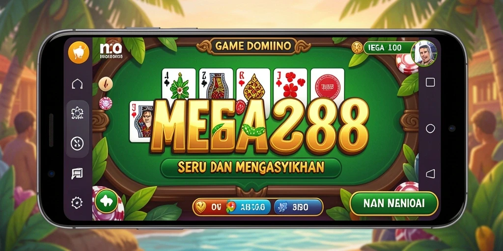 Tampilan gameplay Domino MEGA288 dengan aksi seru dan interaksi antar pemain.
