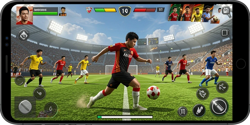 Tangkapan layar MPO08 menunjukkan gameplay seru olahraga yang mendebarkan.