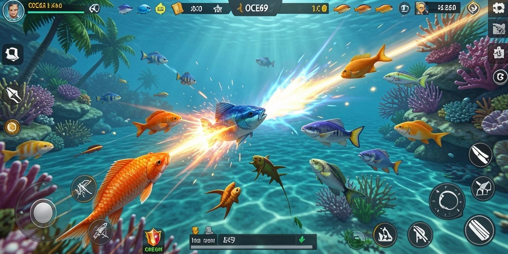 Tampilan gameplay seru OCE69 saat berburu ikan.