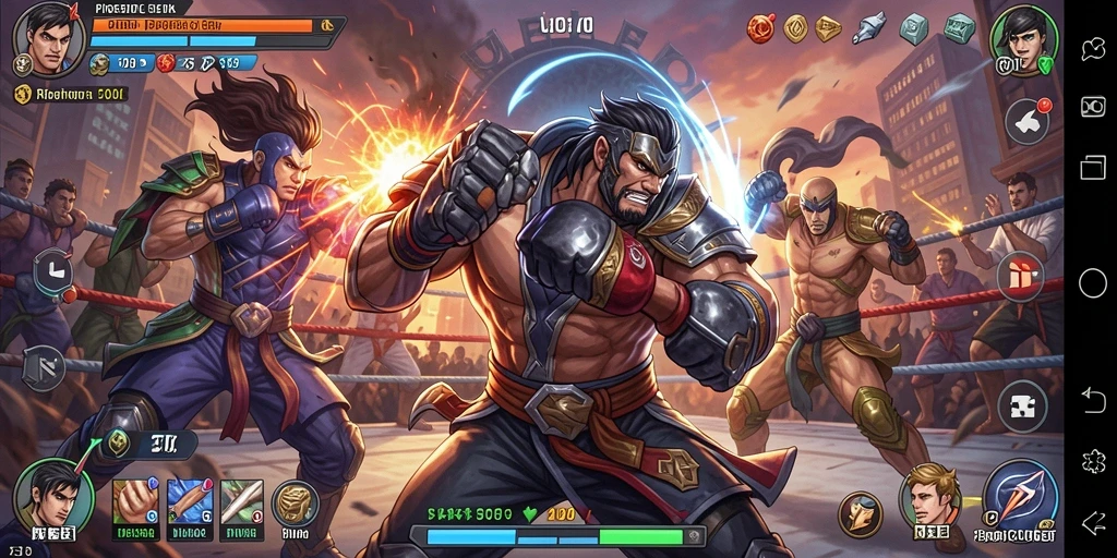 Tangkapan layar dari gameplay PIONTOGEL menampilkan pertarungan yang intens dan karakter-karakter yang beragam.