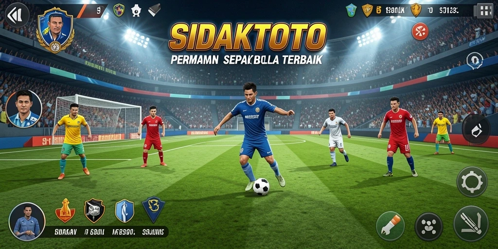 Tampilan gameplay mendebarkan dari SIDAKTOTO sepak bola.