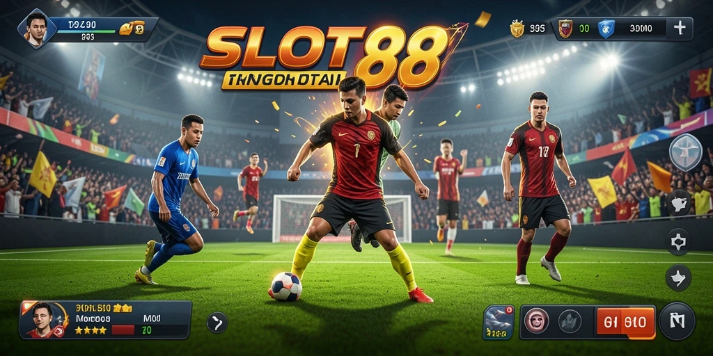Tangkapan layar utama SLOT88 menunjukkan keseruan permainan olahraga yang intens.