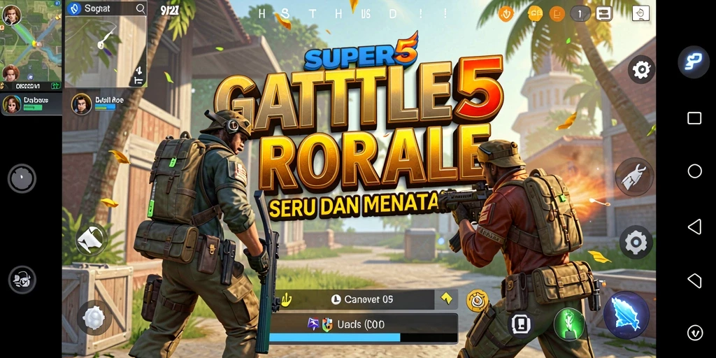Gameplay SUPER5 yang intens dalam pertempuran Battle Royale.