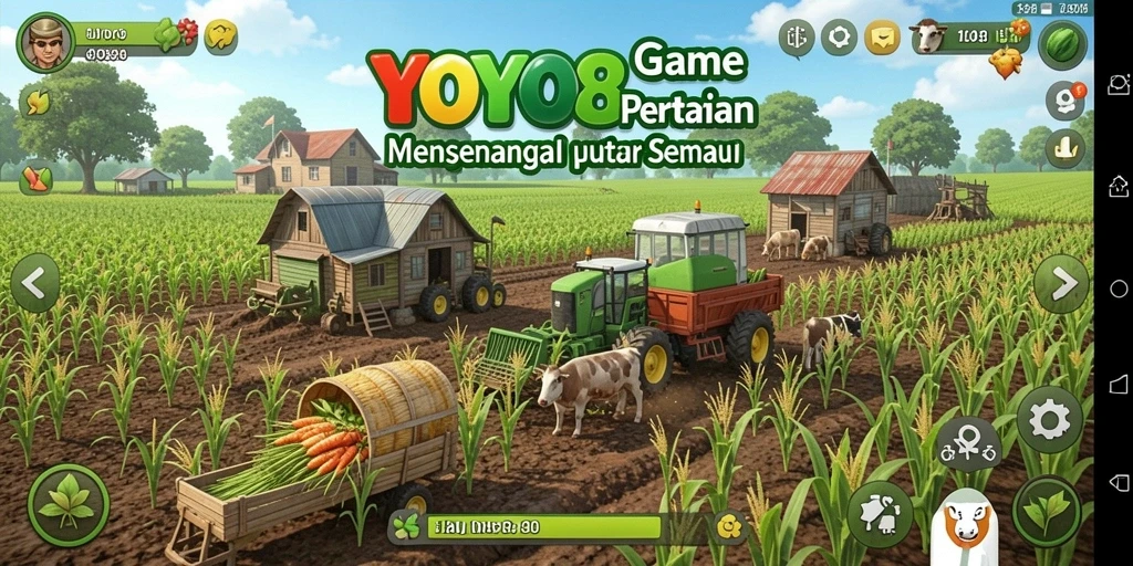 Screenshot utama YOYO88 menampilkan gameplay seru pertanian.